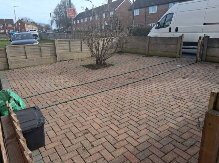 Block paving restored &mdash; before CRJ Gardening & Grounds