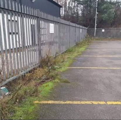 Depot car-park tidied &mdash; before CRJ Gardening & Grounds